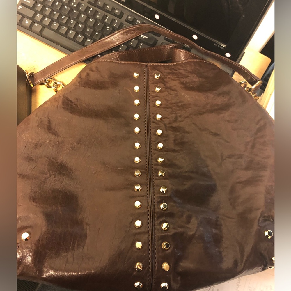 Michael Kors Uptown Astor Gold Studded Shoulder Bag